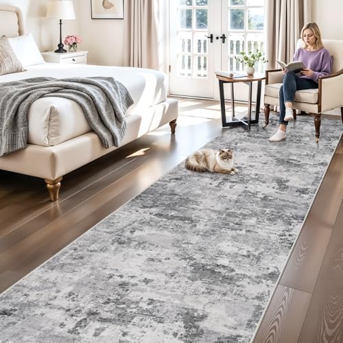 Non Slip Abstract Rug 3x12: Washable Runner Rugs - Image 5