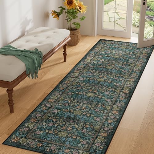 DUKINO 2x6 Runner Rug, Washable Vintage Floral Kitchen Rug - Image 5
