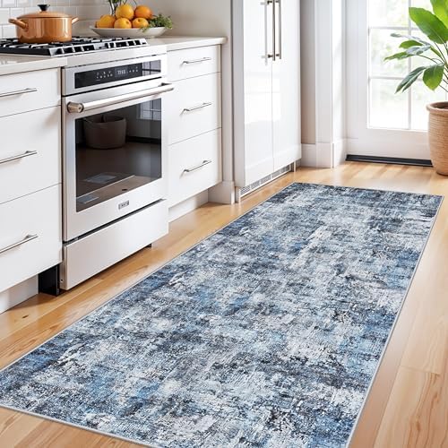 3x7 Washable Non-Slip Kitchen Runner Rug – Modern Abstract Neutral Carpet - Image 2