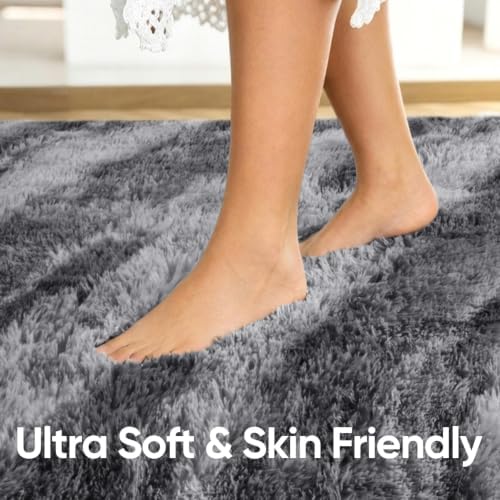 5x7 Grey Fluffy Soft Area Rug Non-Slip - Image 5