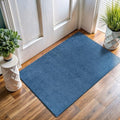 Area Rug 2x3 Blue Door Mat Washable Indoor Rug Ultra Plus Thick Pile Solid Non by LenaRug