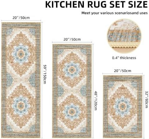 Kitchen Rugs Sets of 3 100% Non Slip Washable Kitchen Mats - Image 2