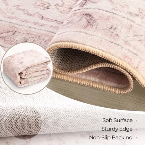 CAPALOCA Runner 2x6 Washable Nursery Girls Low Pile Area Rug Pink - Image 4