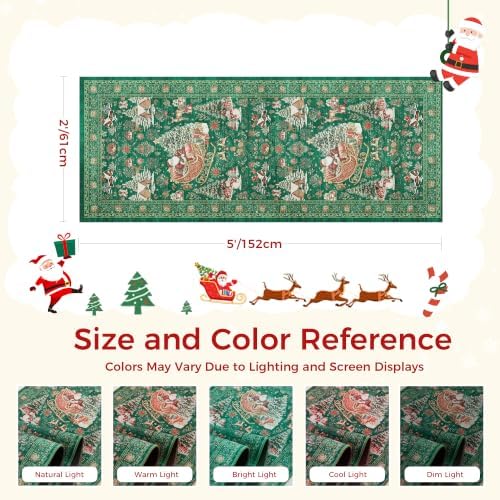 Christmas Rug 2x5 Runner Rug Non-Slip Washable Rugs - Image 2