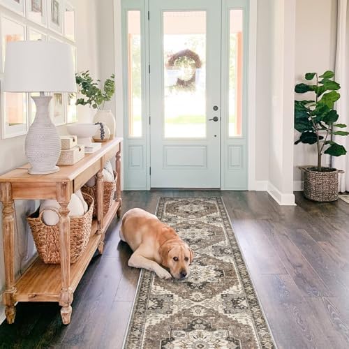 Washable Kitchen 2x10 Runner Rug: Non-Slip Hallway Rugs Indoor Soft Low Pile by RUUGME