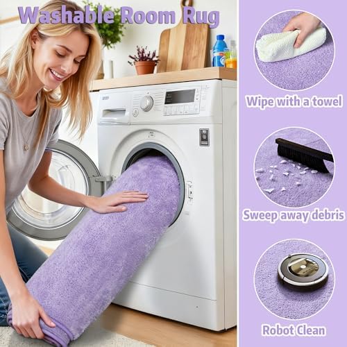 Chicrug Purple 5x7 Minimalist Washable Area Rugs - Image 7