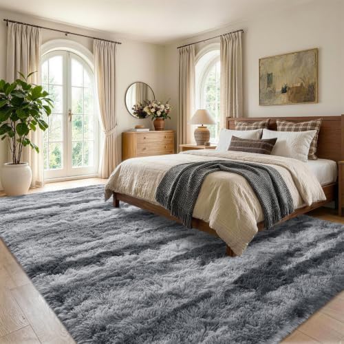 Noahas 6x9 Large Grey Fluffy Soft Area Rug Non-Slip - Image 3
