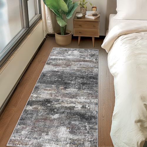 BEIMO 2x8 Runner Rug for Hallway, Dark Grey Washable Abstract Non Slip Rug - Image 5