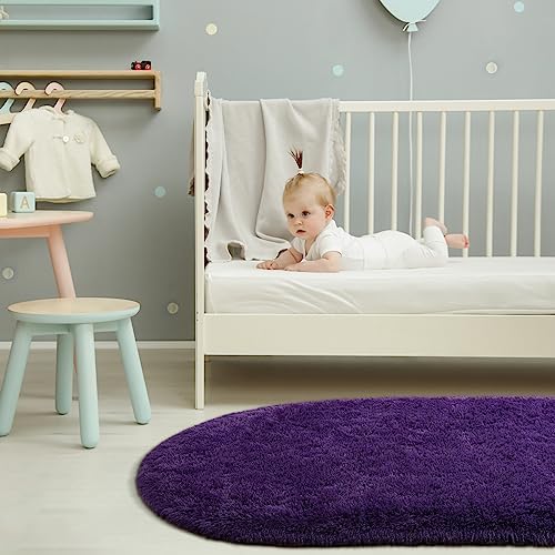 Softlife Oval Fluffy Rugs for Bedroom, 2.6 x 5.3 Feet Shag Cute Area Rug for - Image 5