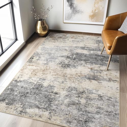 LOONGRUG 3x5 Rug Machine Washable Neutral Modern Soft Rug Grey Brown by LOONGRUG