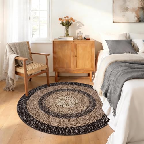 RUGSREAL 6ft Round Rug Washable Geometric Living Room Bedroom Circle Rugs - Image 2