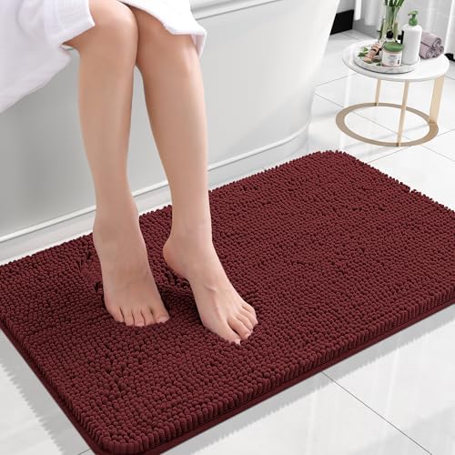 OLANLY Small Bathroom Rugs 24x16, Soft Absorbent Chenille Bath Rugs, Rubber by OLANLY