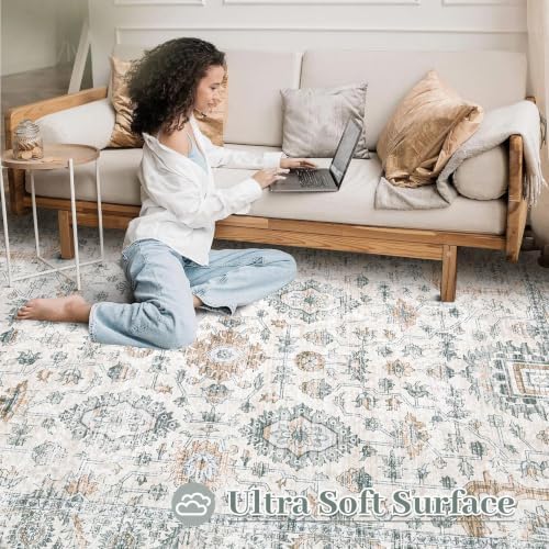 XLUEZ Area Rug 8x10 Living Room Rug, Machine Washable Vintage Distressed Boho - Image 4