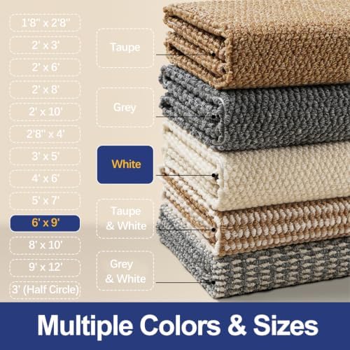 Faux Jute Area Rug 6'x9', Washable & Non-Slip, Off White - Image 6
