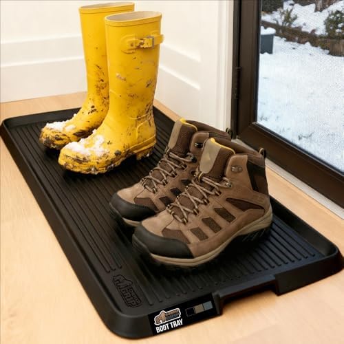 GORILLA GRIP Boot Tray for Shoes, Natural Rubber Door Mat, 24x16 Black by GorillaGrip
