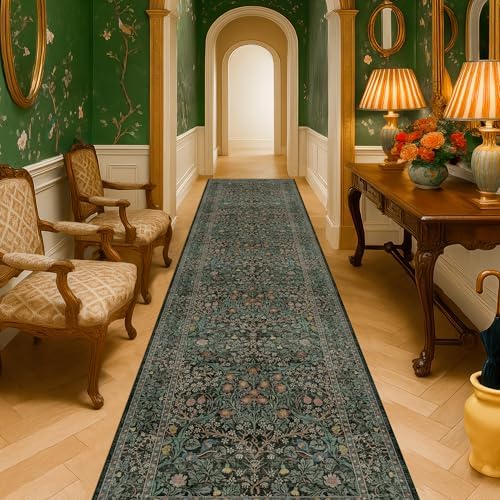 Dark Green Washable 3x20 Extra Long Runner Rug - Image 6