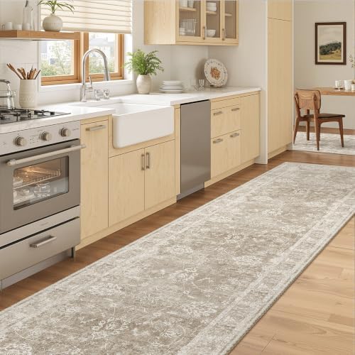 Madane Rug Runner for Hallway 2.5x10, Washable Kitchen Runner Rug Brown/Sand - Image 2