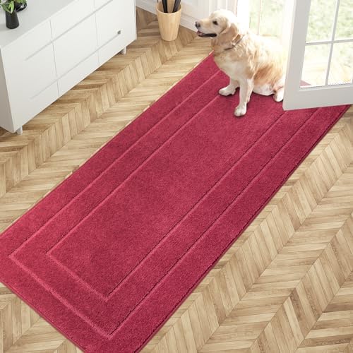 PURRUGS Hallway Runner Rug, Burgundy Red by PURRUGS
