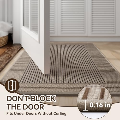 Door Mat 24"x35", Thin Dirt Trapper Entryway Front Doormat - Image 3