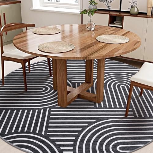 ROYHOME Modern 6ft Round Washable Rug - Image 2