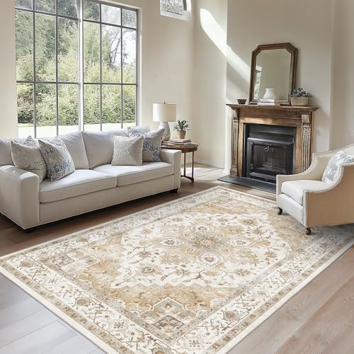 Amada 6x9 Washable Area Rug for Dining Room, Vintage Pattern by AMADAHOMEFURNISHING