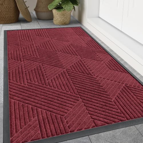 Smiry Front Door Mat Outside Entrance, Low Profile Rubber Doormat by Smiry
