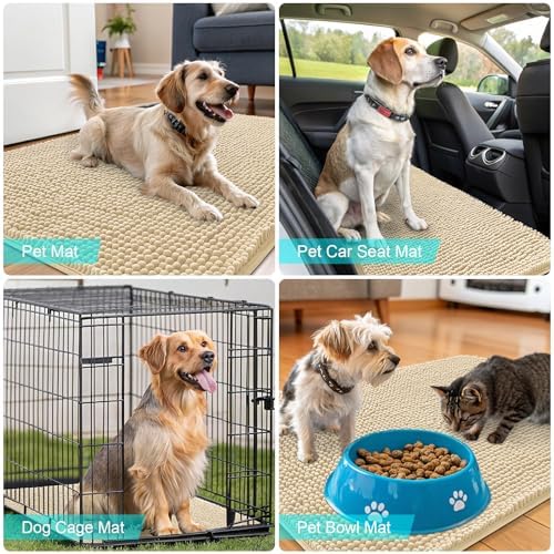 OLANLY Dog Door Mat for Muddy Paws 70x32, Super Absorbent Chenille Mud Mat - Image 7