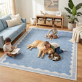 Garvee Modern Bordered Rugs for Living Room 8x10 Large Washable Rug Blue by Garvee