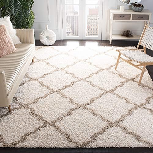 SAFAVIEH Dallas Shag Square Rug 10', Soft Plush Ivory & Beige SGD257B by Unknown