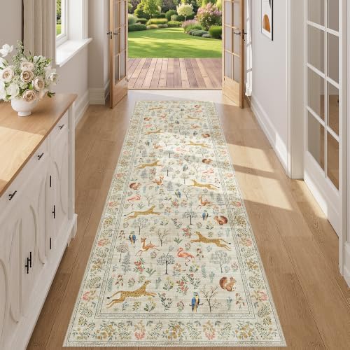 DUKINO 3x8 Runner Rug, Animal Washable Runner Rug by DUKINO