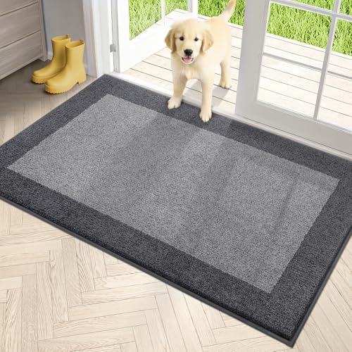 PURRUGS Dirt Trapping Indoor Door Mat, Light Grey & Grey by PURRUGS