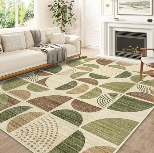 MUJOO Washable Rug 8x10, Large Area Rugs Non Slip Modern Abstract by MUJOO