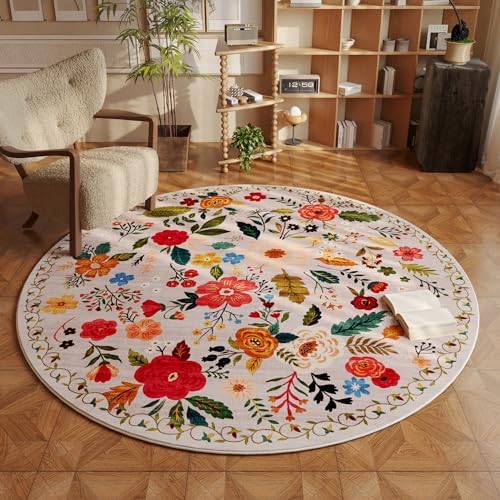 Rugcomf Round Area Rug 4ft Washable by Rugcomf