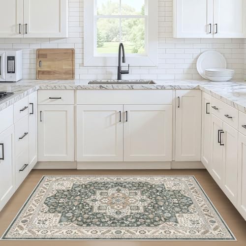 cotiled 3x5 Area Rug for Living Room, Traditional, Vintage Green - Image 2
