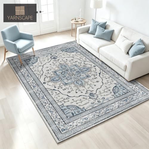 YARNSCAPE 5' x 7' Machine Washable Area Rug, Non-Slip Low-Pile Carpet - Image 4