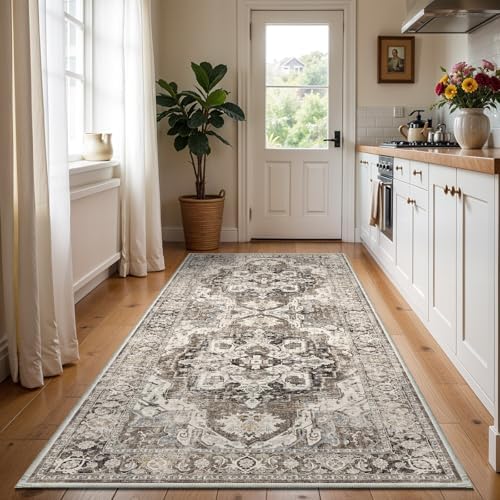 Washable 4x8 Hallway Runner Rug: Soft Kitchen Rug Non Slip Floor Runner by YOUFORTONG