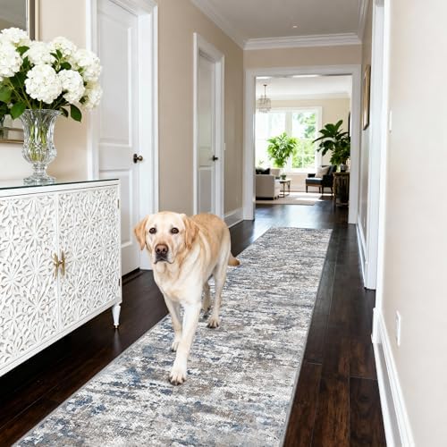 Hallway Runner Rug 2x8 Textured Non Slip Carpet Runner, Abstract Multi - Image 2