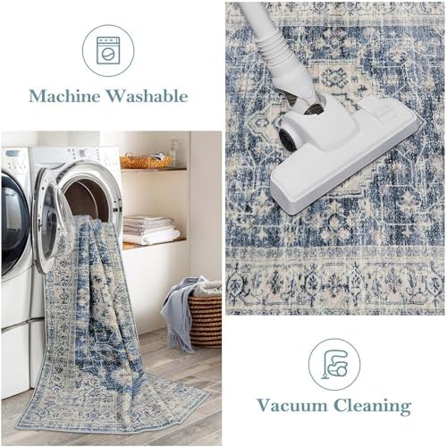 Lahome Oriental Hallway Runner Rug, 2.5x10 Blue Washable Runner Non Slip - Image 5