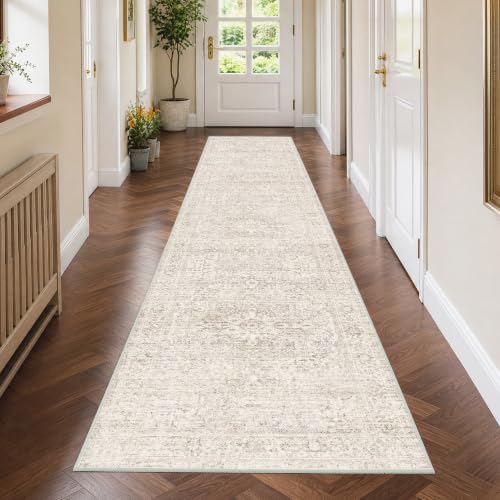 FMFUNCTEX 2x10 Hallway Runner Rug Washable Beige Neutral Oriental Vintage - Image 3
