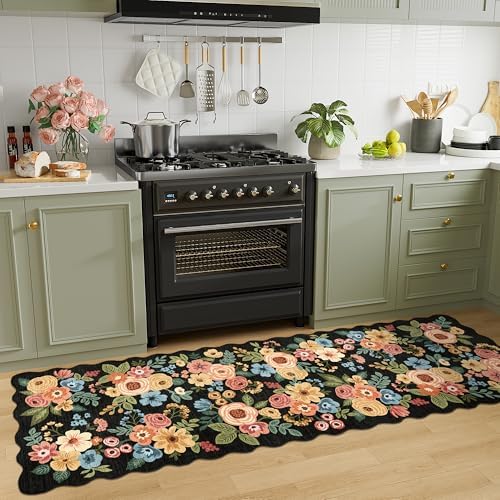 DUKINO 2.6x8 Runner Rug, Floral Washable Kitchen Rugs Non Slip - Image 5