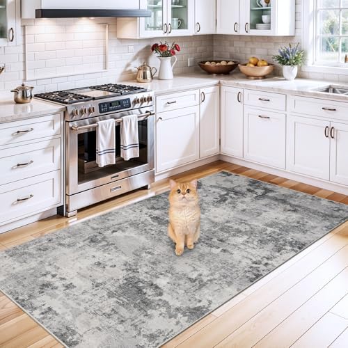 3x5 Rug Entryway Washable Abstract: Non Slip Runner - Image 3