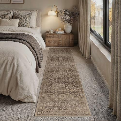 HUGEAR Brown Runner Rugs 2x10 Hallway Washable Rug - Image 2