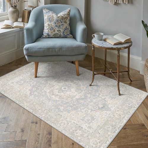 3x4 Blue Area Rug Vintage Carpet - Image 2