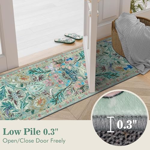 nesrt Jungle Runner Rug for Hallway 2x6, Botanical Washable Soft Boho Floral - Image 5