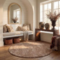SAFAVIEH Milan Shag Collection 5'1" x 5'1" Round Dark Beige SG180 Solid by Unknown