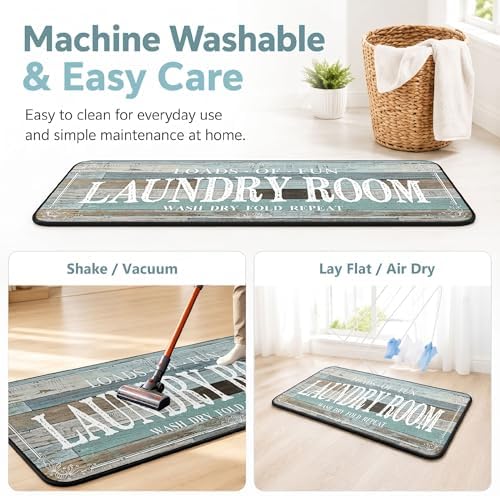 ROMAMIGO Laundry Room Rug Runner Non Slip Laundry Mats Mudroom Runner Bathroom - Image 6