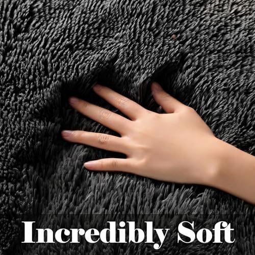 Black Runner Rugs for Bedroom Hallway, Fluffy 2x6 Bedside Soft Area Rug - Image 3