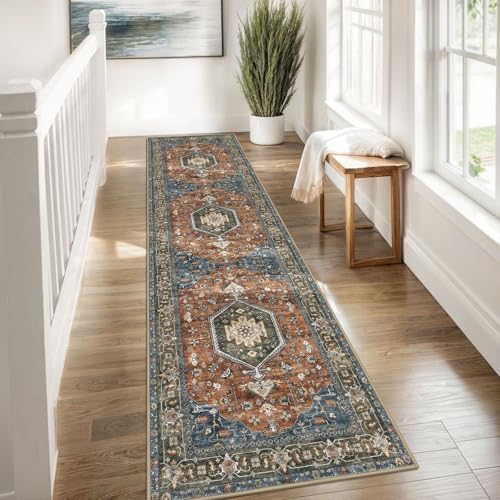 KUTA Vintage Washable Runner Rug 2x8 Brick Red Runners - Image 4