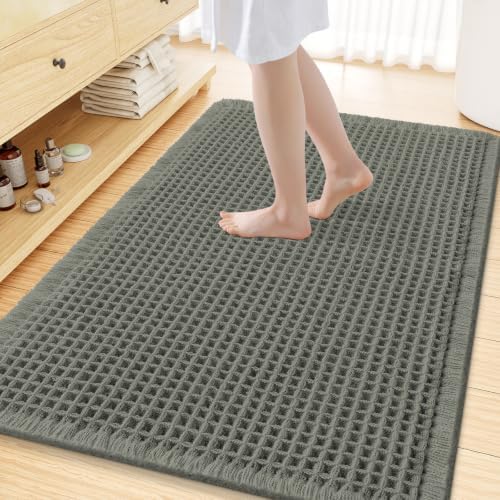 Smiry Waffle Bath Mat 59X35, Extra Soft Absorbent Bathroom Rugs by Smiry