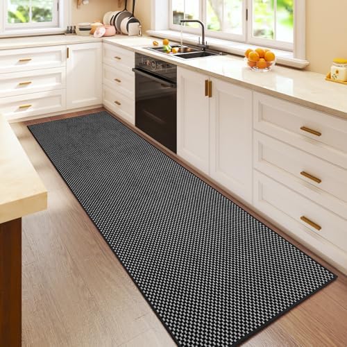YDKGL Kitchen Runner Rug Mat Non Slip Hallway Runner Washable Black 2x6 ft by YDKGL